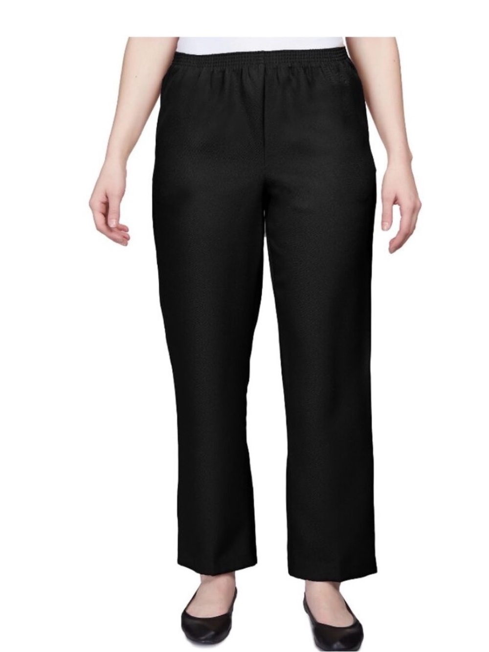 NEW! Alfred Dunner Pull on Classic Pants Black Proportioned Short SIZE 18W